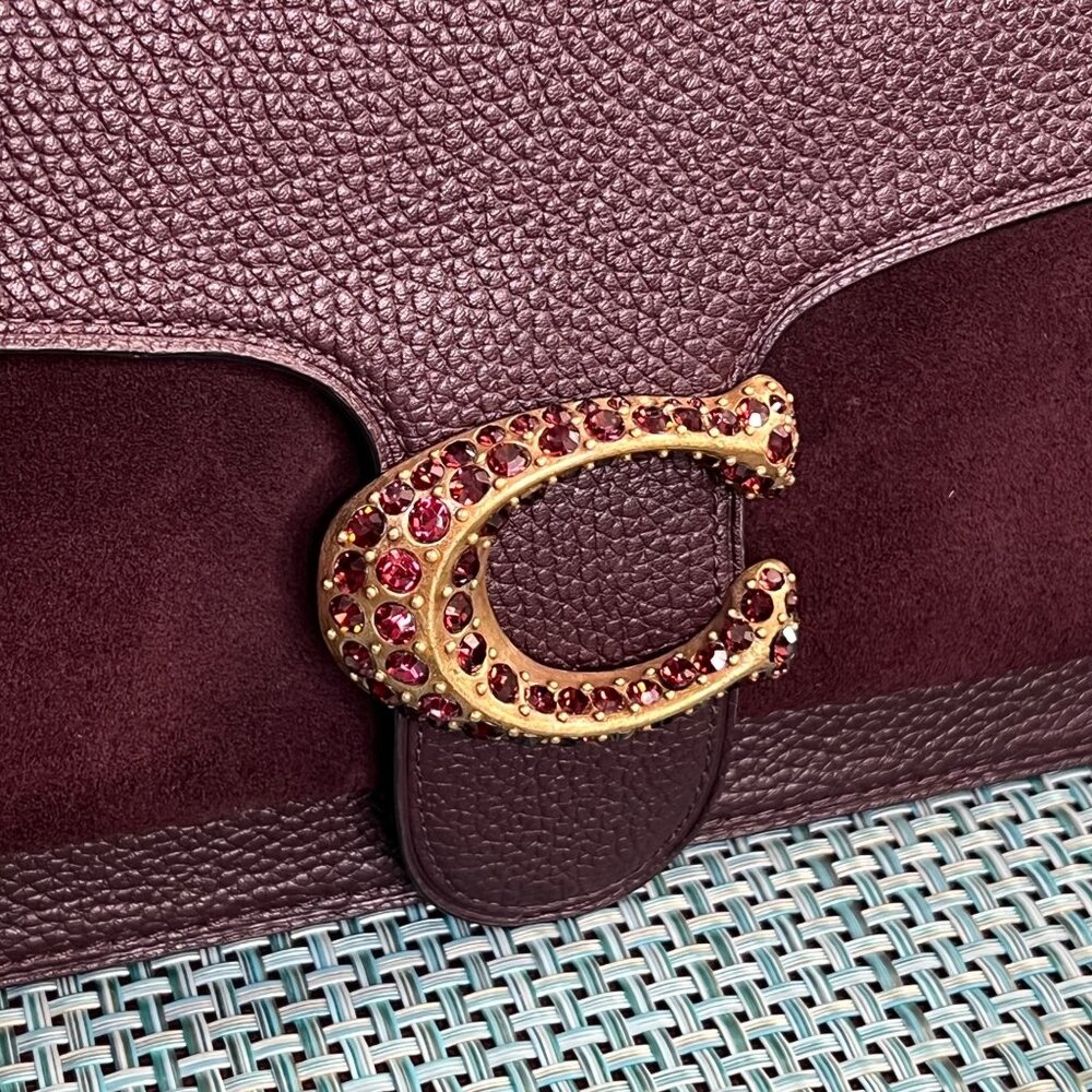 RARE Coach Oxblood Leather Suede Tabby 26 Pave Gem / Crystals - Picture 2 of 16